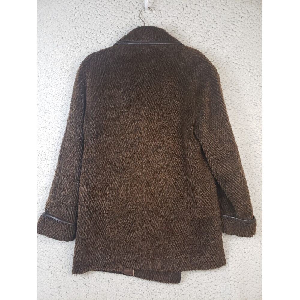 Katherine Kelly Women's Alpaca Wool Faux Fur Coat 8 Brown Elegant Old Hollywood - Picture 3 of 10